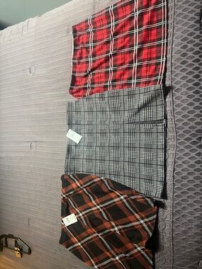 Eclipse Plaid Mini Skirt Trio - Red, Black, Gray, Brown